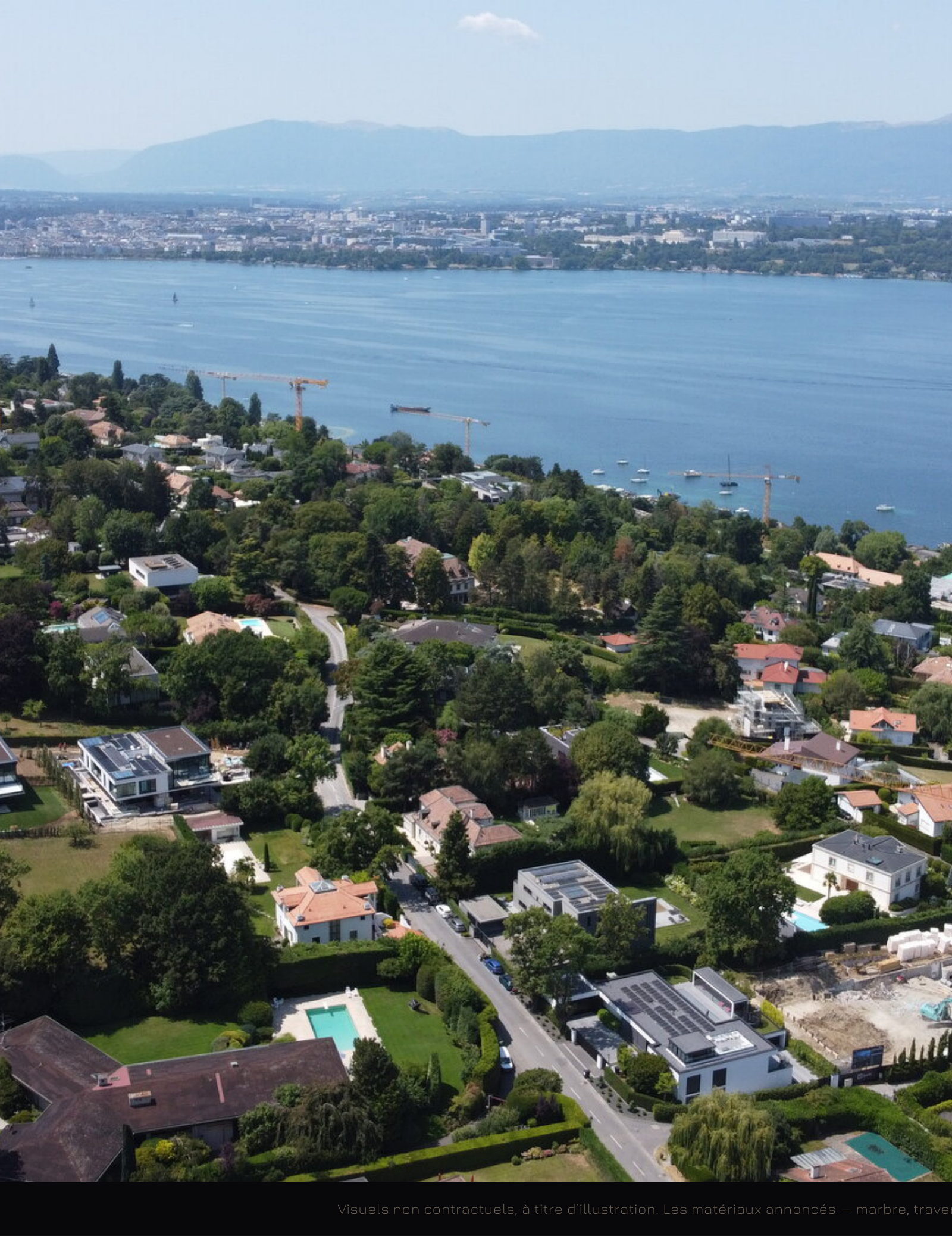 Vue aérienne de Choulex, La Capite et du lac Léman, canton de Genève