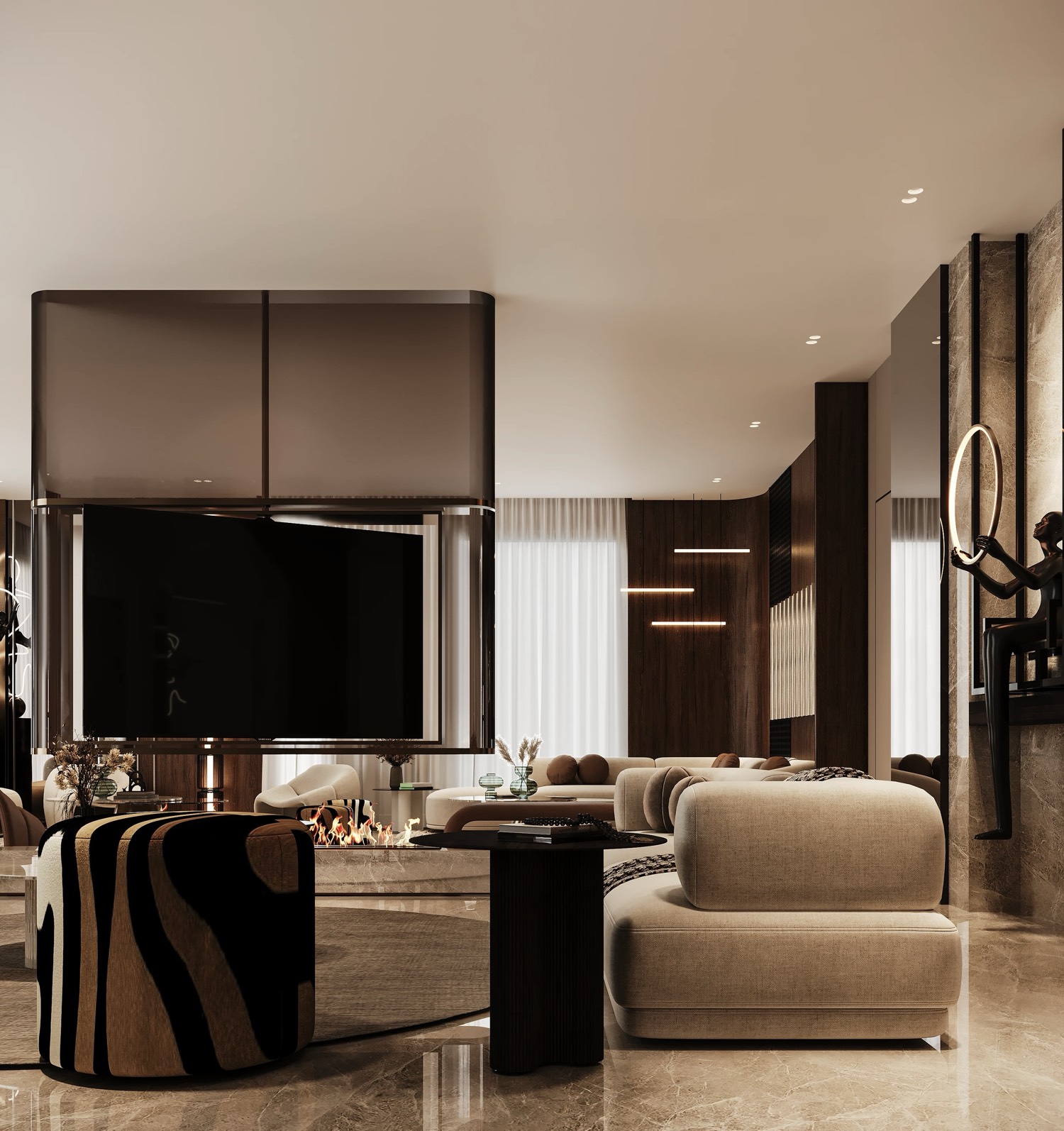 Villa I Onyx — Foyer et écran — Choulex, Genève, Suisse