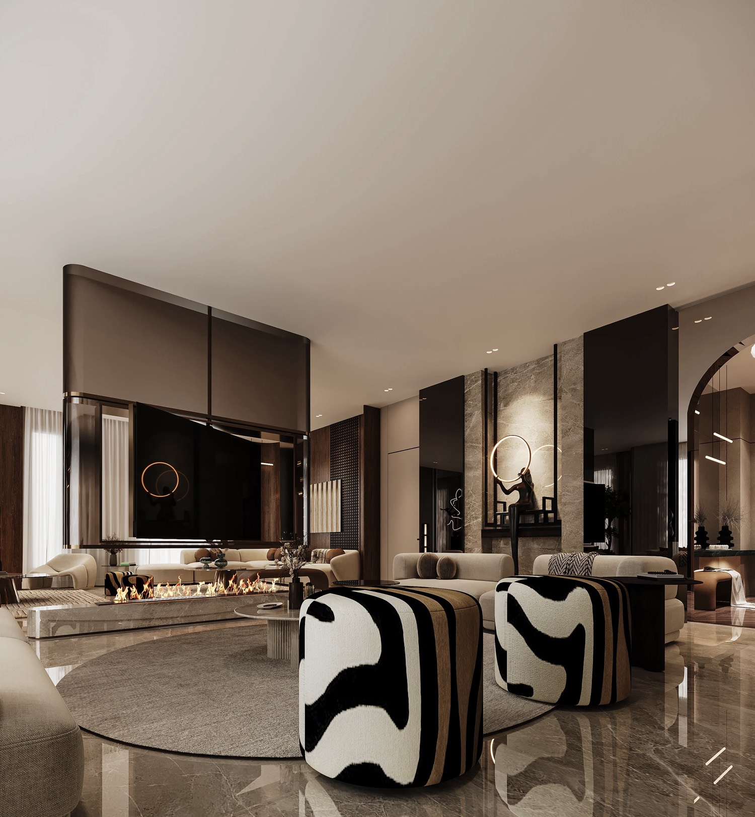Villa I Onyx — Le grand salon — Choulex, Genève, Suisse