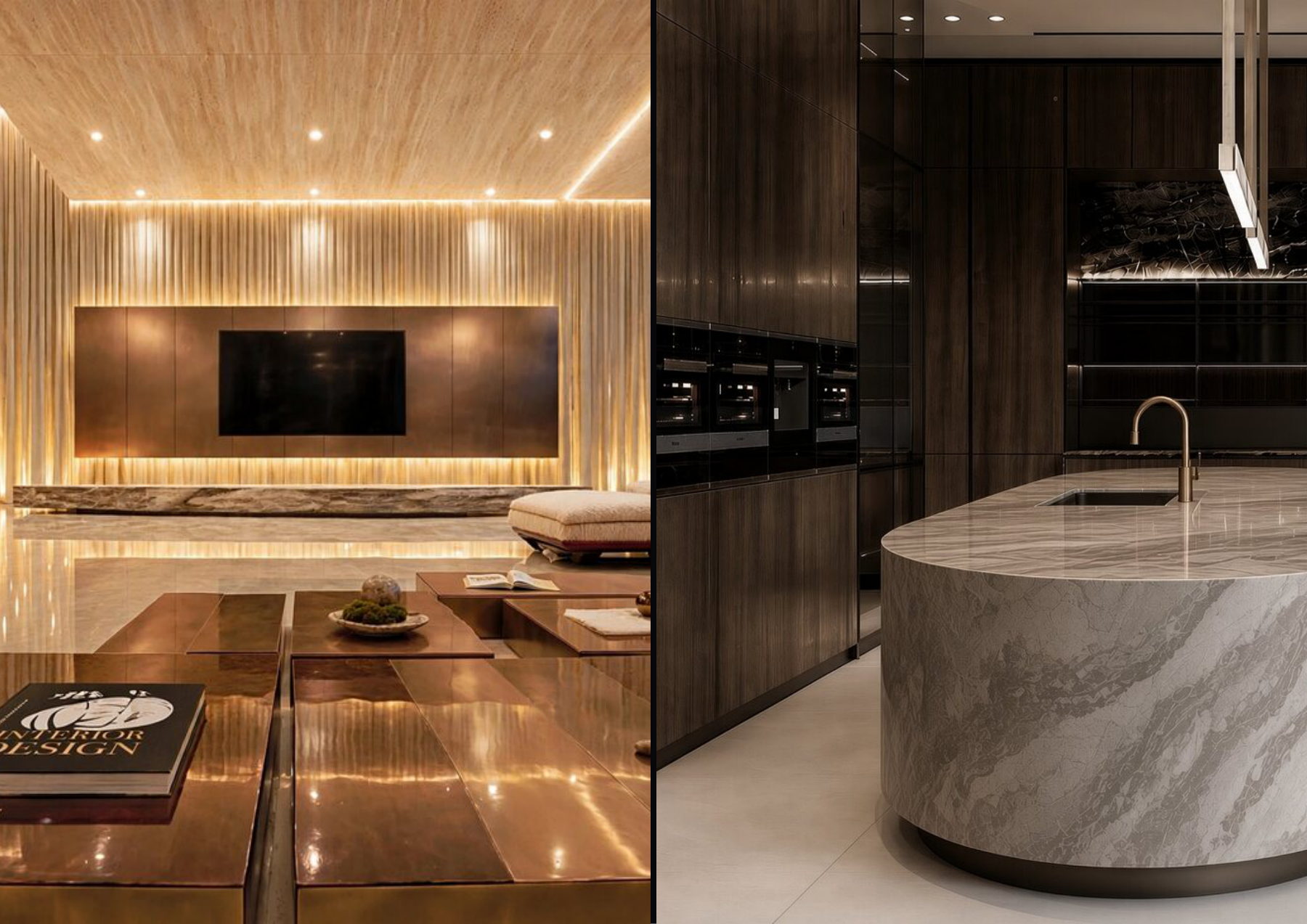 Villa III Travertin — Séjour et cuisine — Choulex, Genève, Suisse