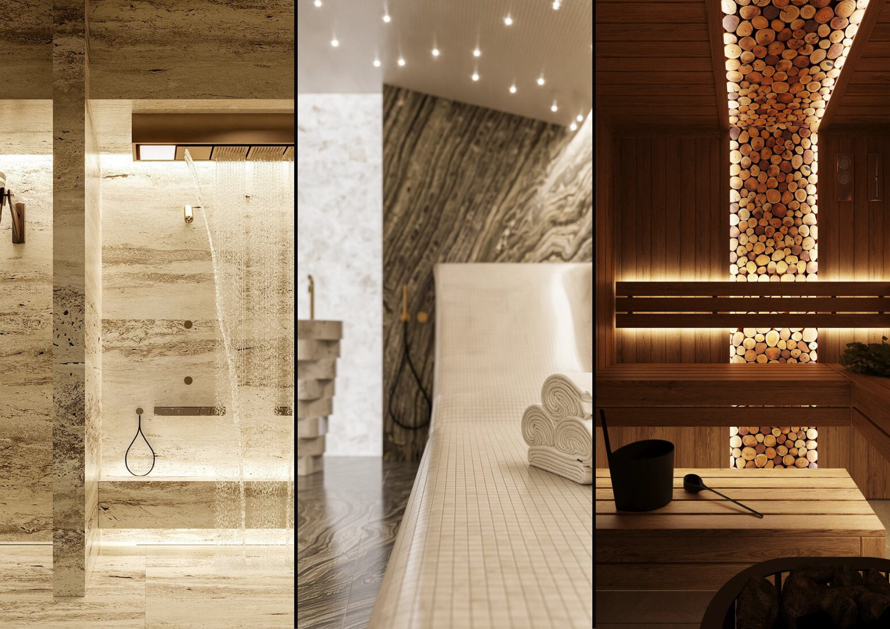 Villa III Travertin — Bains et sauna — Choulex, Genève, Suisse